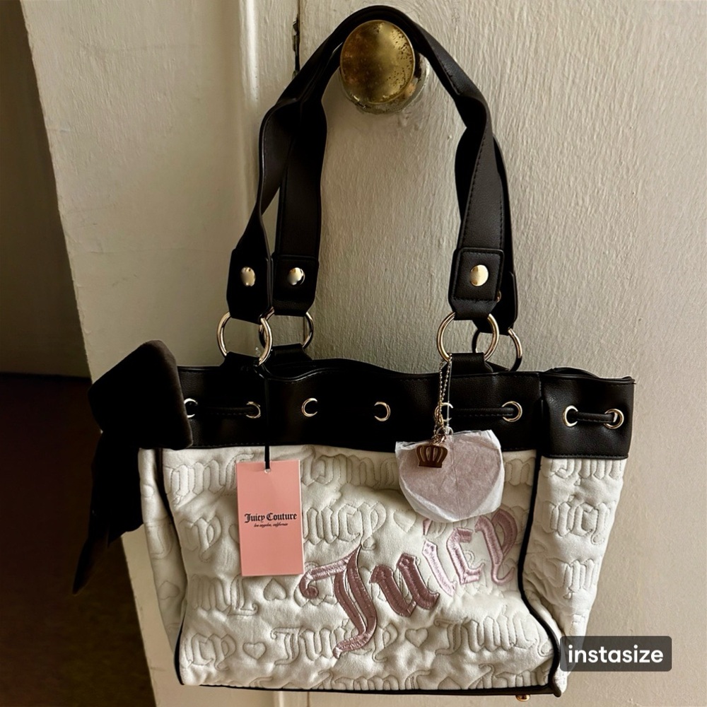 Juicy Couture Daydreamer VINTAGE DREAMS TOTE WHITE/CHOCOLATE